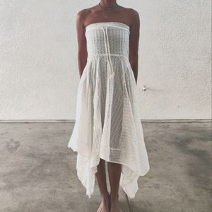 Strapless Cotton Eyelet Dress